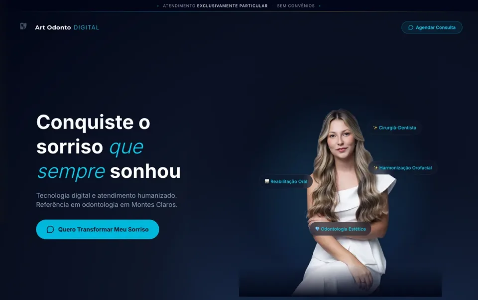 Landing page da Art Odonto Digital, construída pela Vortex